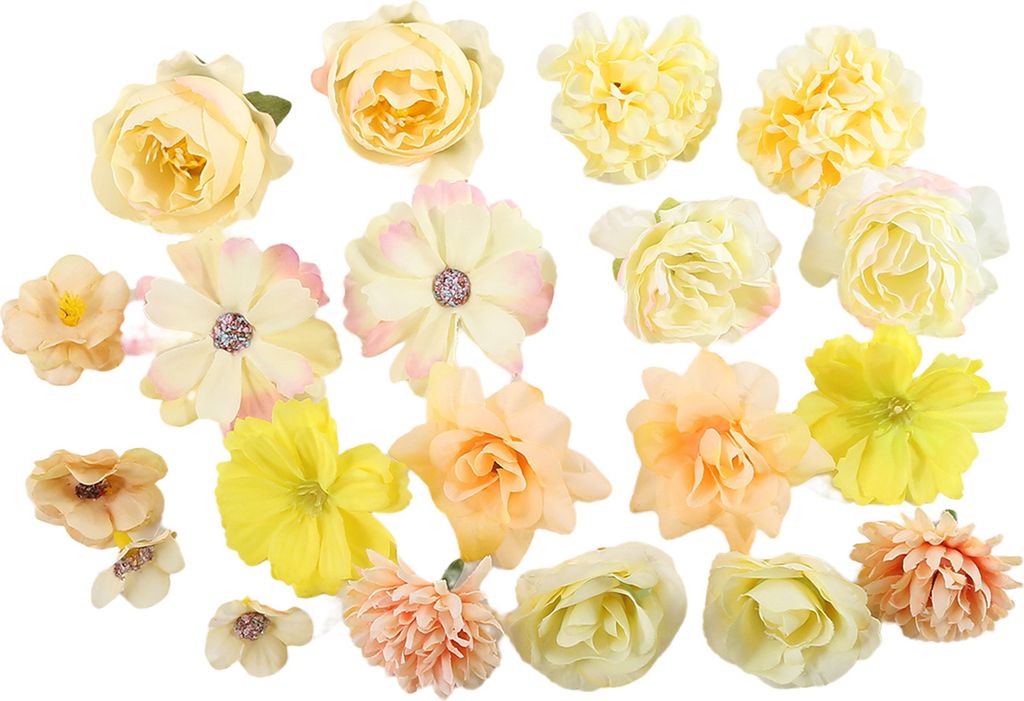 20pcs gefälschter Blumenkopf DIY Lebend aussehende Anti-Fall-Fall Ziemlich gefälschte Chrysanthemenkopf-Brautzubehör-Gelb