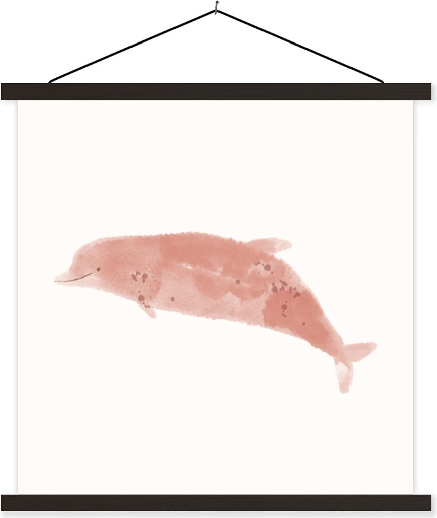 MuchoWow Textilposter Delfin - Meer - Aquarell 60x60 cm mit schwarzem Rahmen - Posteraufhänger