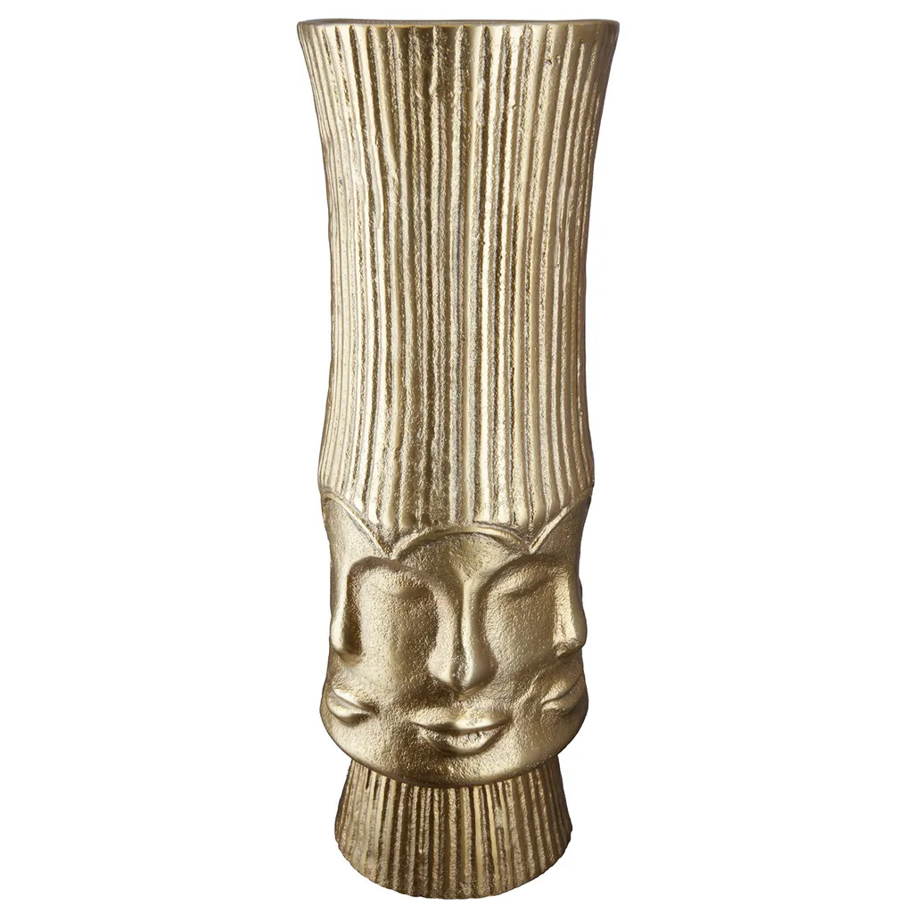 Vase de sol salon Gilde Face doré 45,5 cm - Décoration entrée et loft