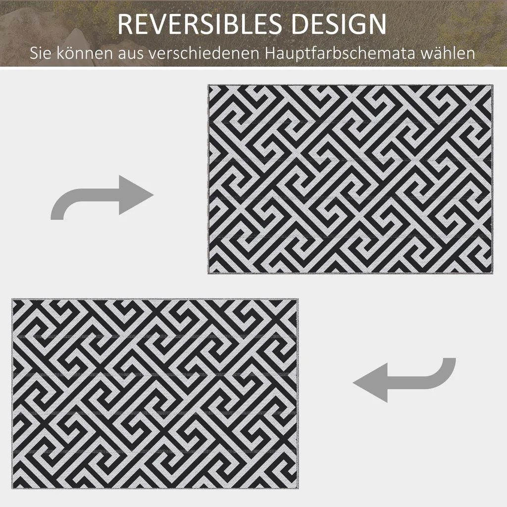 Tapis de jardin réversible et imperméable pour terrasse 121 x 182 cm