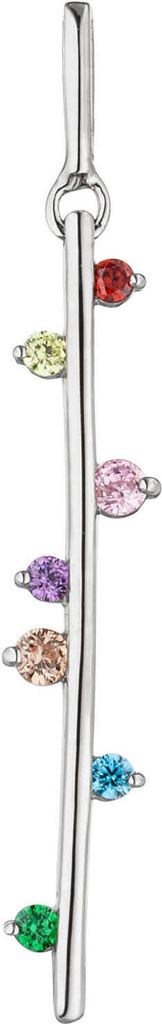 Anhänger aus 925 Silber Stäbchen mit 7 Zirkonia multicolor bunt Halsschmuck