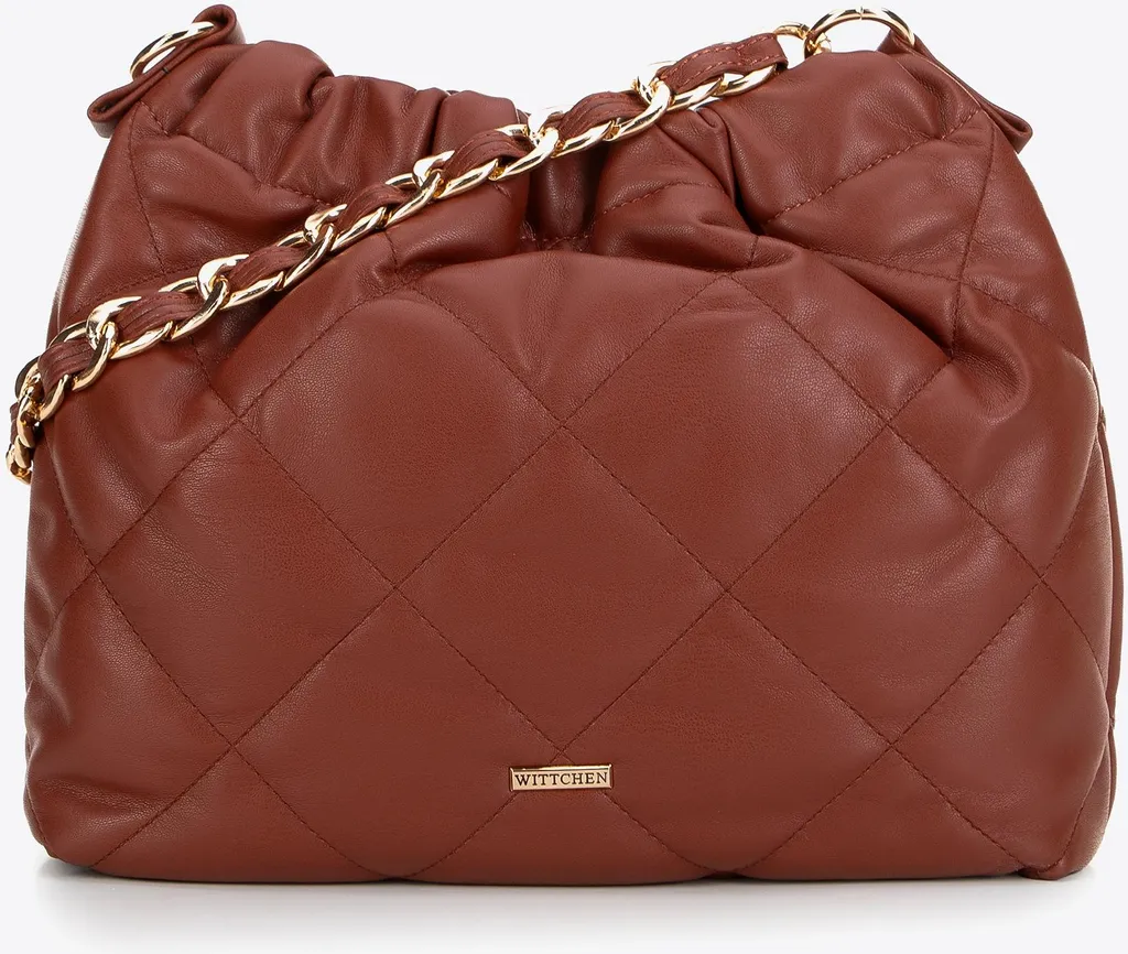 Petit sac à main rouge en éco-cuir souple et chaîne dorée luxueuse