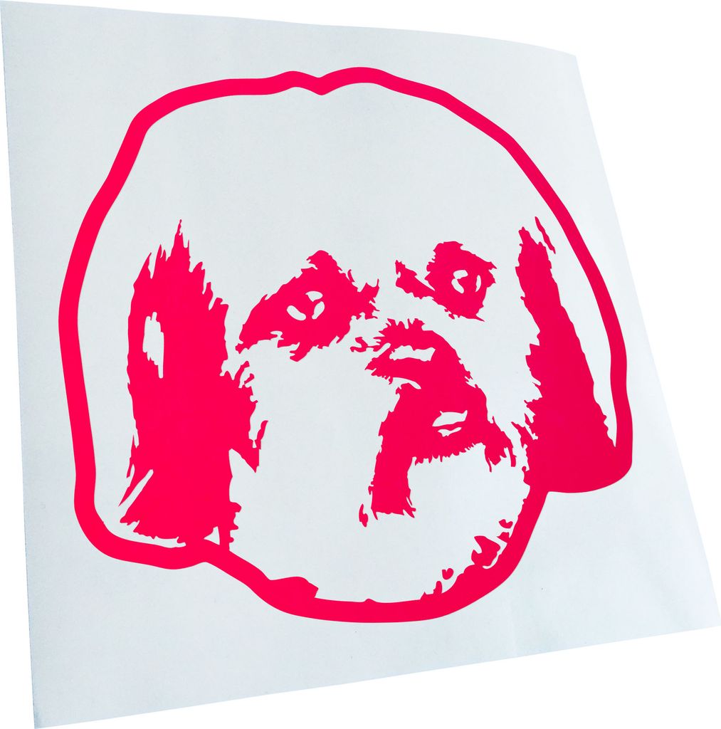 Kiwistar - Autoaufkleber - Peekapoo Hund - Hellrosa - 11x10cm - Aufkleber für Auto, Laptop, Fahrrad, LKW, Motorrad mehrfarbig JDM Decal Racing