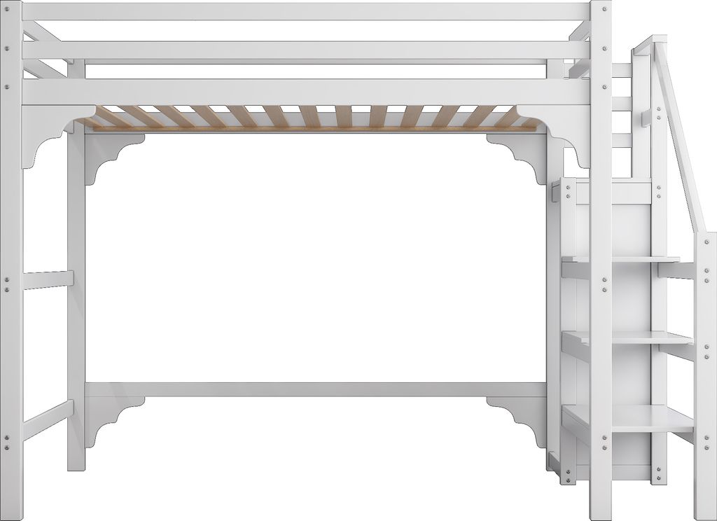 140x200cm Hochbett Weiß mit Stufentreppe, Kleiderschrank & Produktbild 12