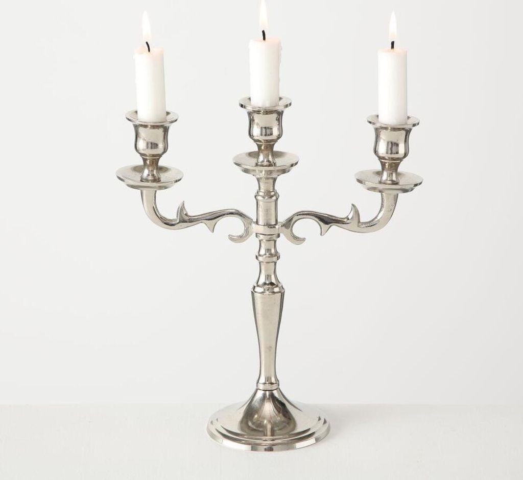 Boltze Kerzenständer Varas silber 3-flammig, Hähe 26 cm, Produktbild 4