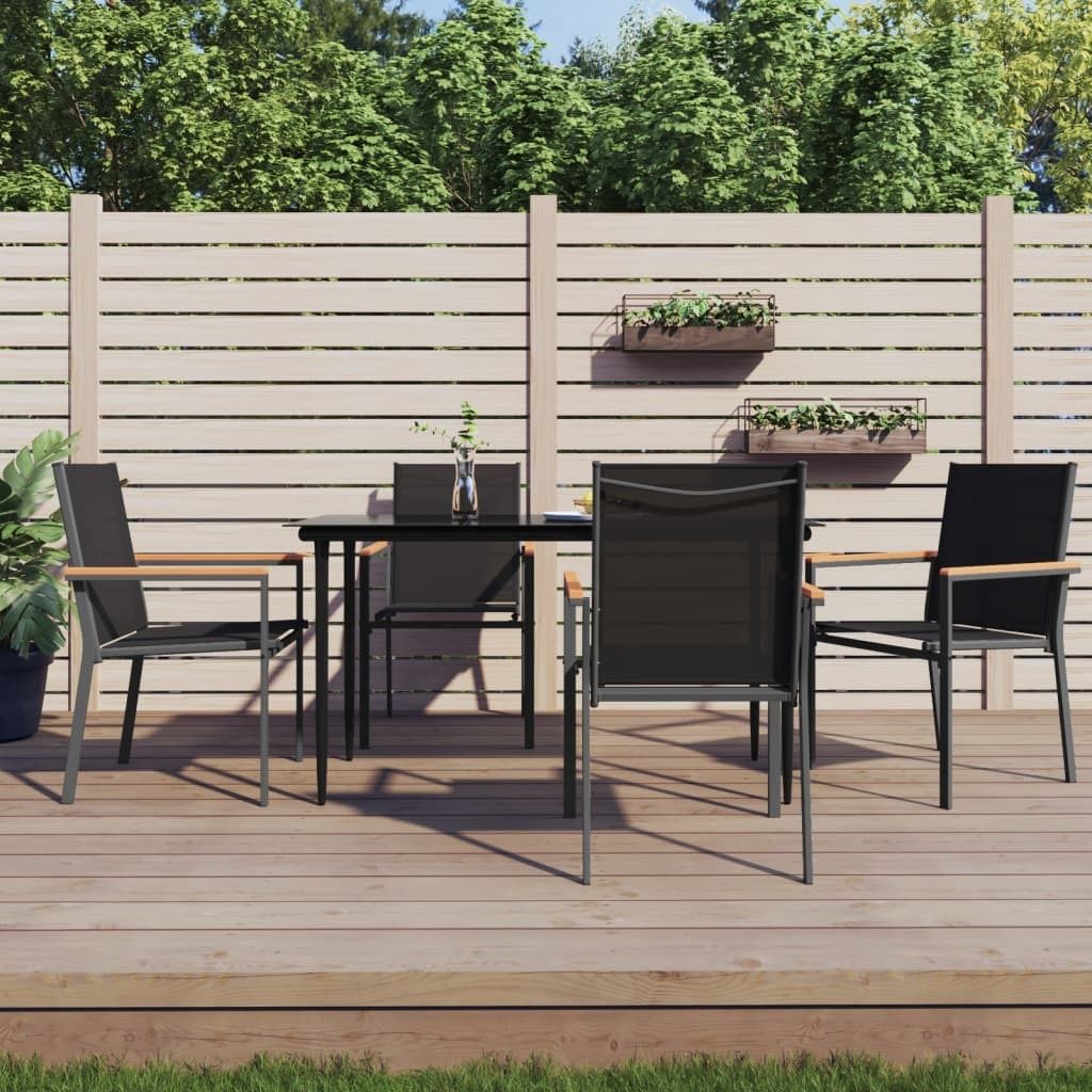 Maison Exclusive - 5-tlg. Garten-Essgruppe Schwarz Textilene und Stahl