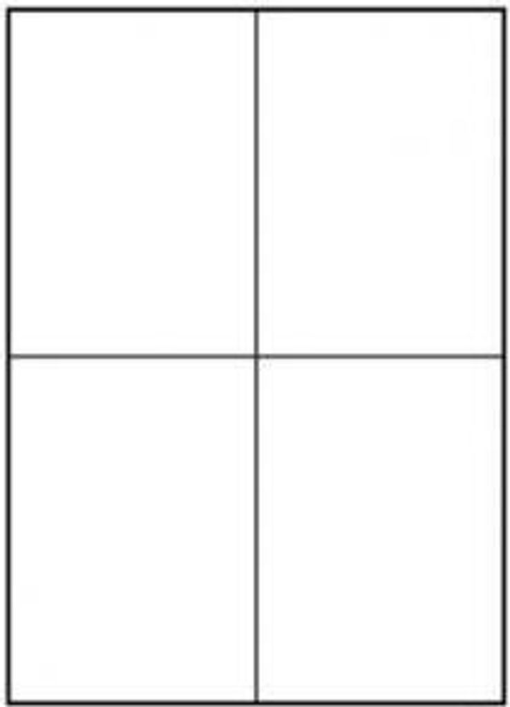 Logo-Etiketten 105mm x 148mm, A4, mattweiß, 4 Etiketten, 140g/m2, Packung mit 25 Stück, für Tintenstrahl- und Laserdrucker