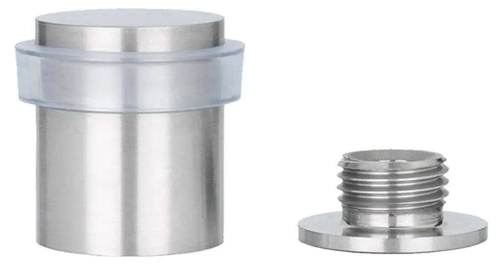 Arrêt de porte inox brossé et silicone transparent I-181 Ø 20 mm