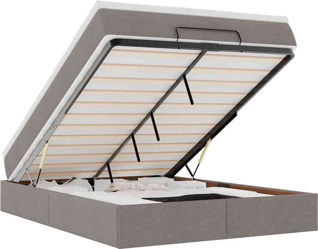 Ottoman-Bett mit Matratze Taupe 140x190 cm Stoff