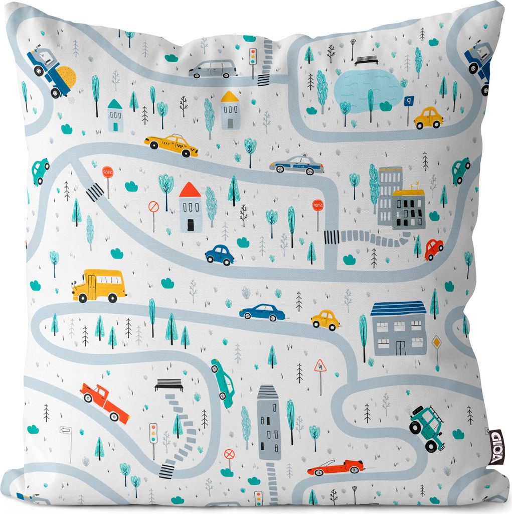 VOID Straßen Spielzeug Autos Kinder Kissenbezug Kissenhülle Sofakissen Kissen Deko Outdoor-Kissen Dekokissen