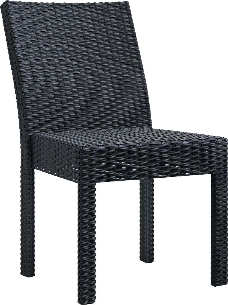 4er-Set RHODOS | Bistro Rattanstuhl | Schwarz | Kunststoff | Stapelbar | Gastro Rattanstuhl, Outdoor Rattanstuhl, Terrassen Rattanstuhl