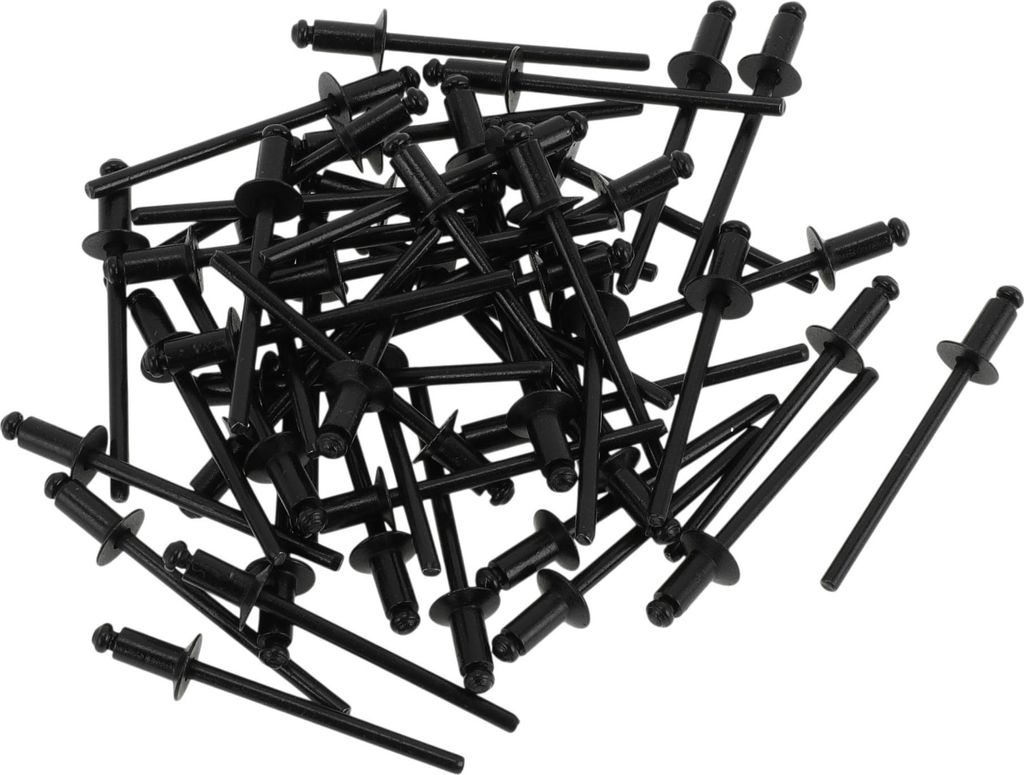 Offene Enden Großkopf Blindnieten Schwarz 50 Stück 4mm Griffdurchmesser 8mm Grifflänge 8mm Flanschdurchmesser Aluminiumlegierung Eisen
