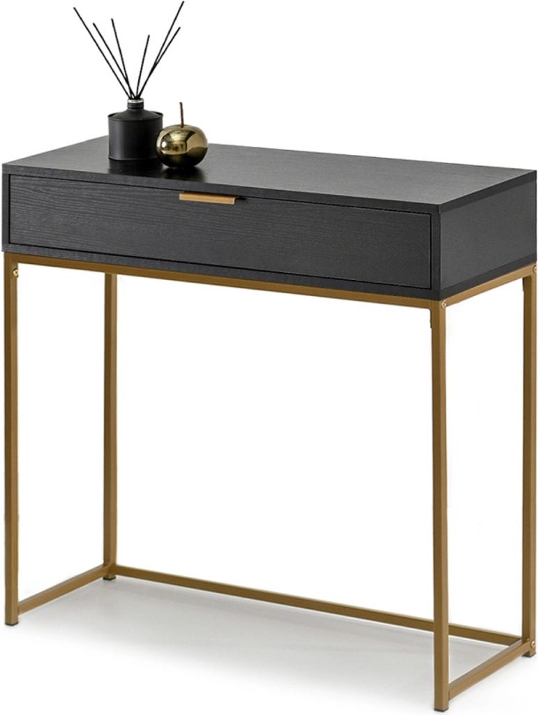 NIRAI Konsolentisch mit Schublade - Schwarz / Gold Produktbild 
