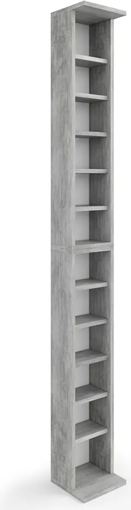 Étagère CD Vicco Béton 21x183,6 cm - Colonne de Rangement Modèle 25369