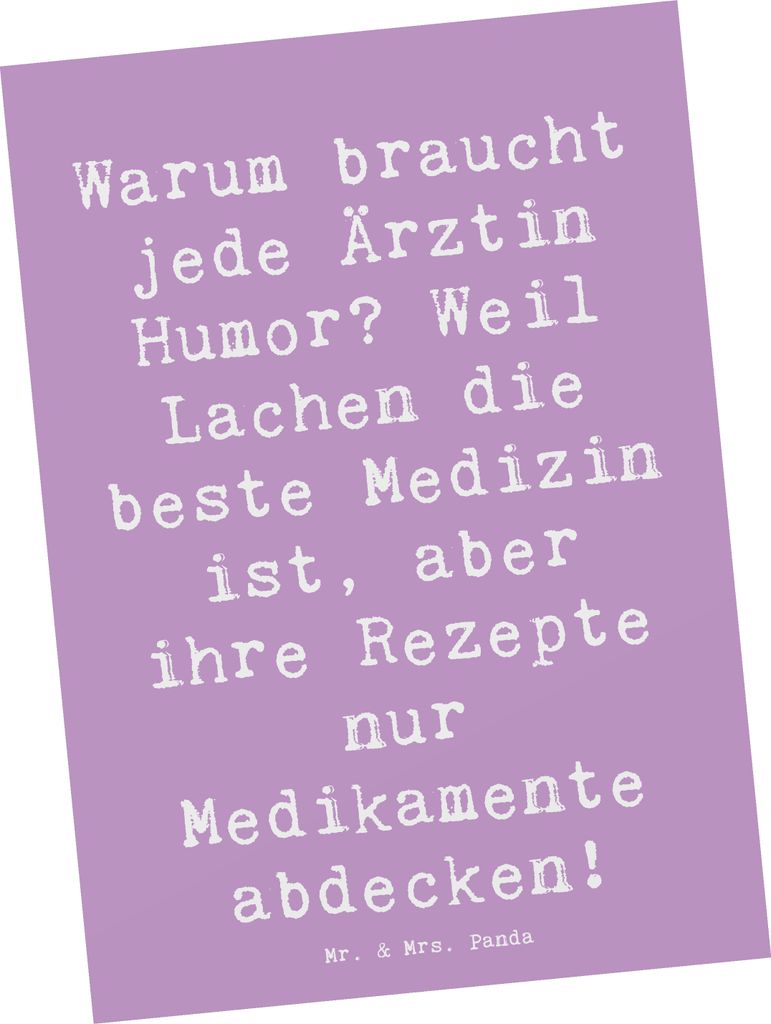 Mr. & Mrs. Panda Grußkarte Spruch Humorvolle Ärztin - Lavendeltraum - Geschenk, Postkarten, Kinderarzt, Mitgefühl, Wissenschaft, Berufe, kreativ...