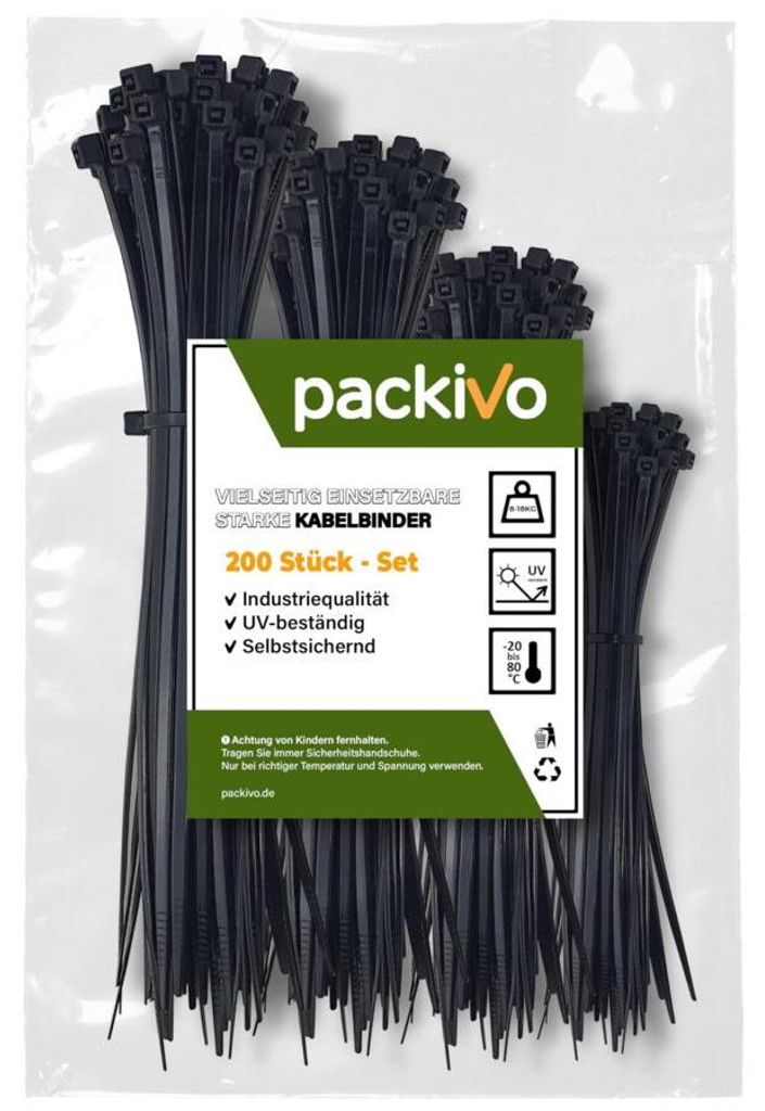 Kabelbinder Set Sortiment, Schwarz/Weiss - 100/150/200/300 Produktbild 