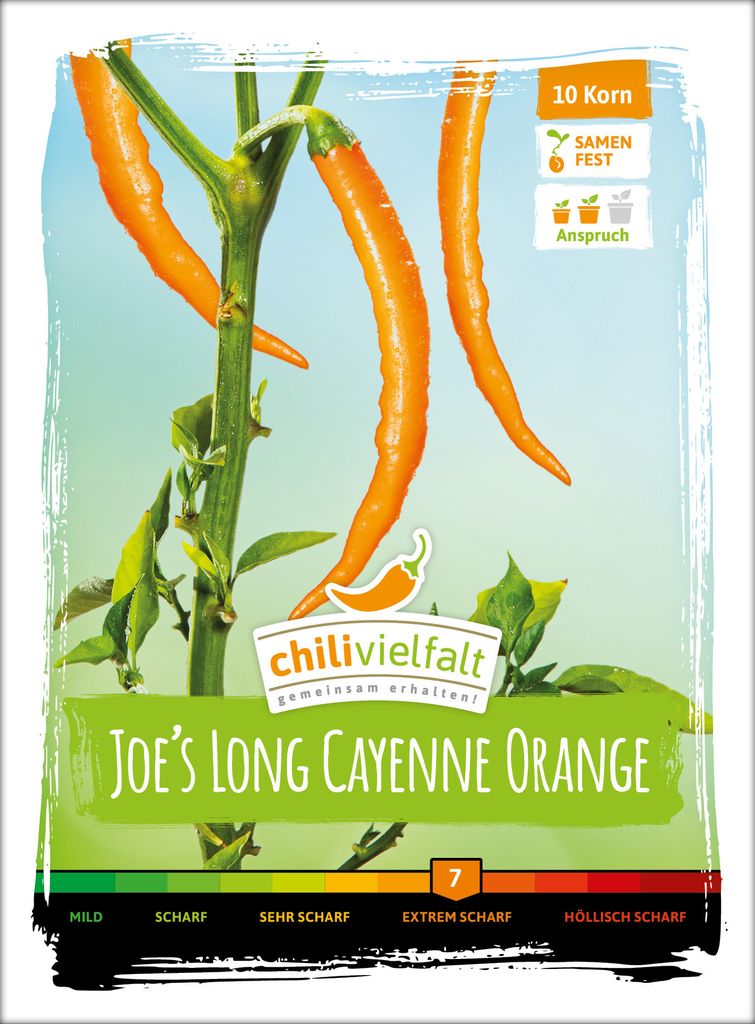 Chili Joe ́s Long Cayenne Orange | Chilisamen von Chilivielfalt, Einzelartikel / komplette VE:Einzelartikel