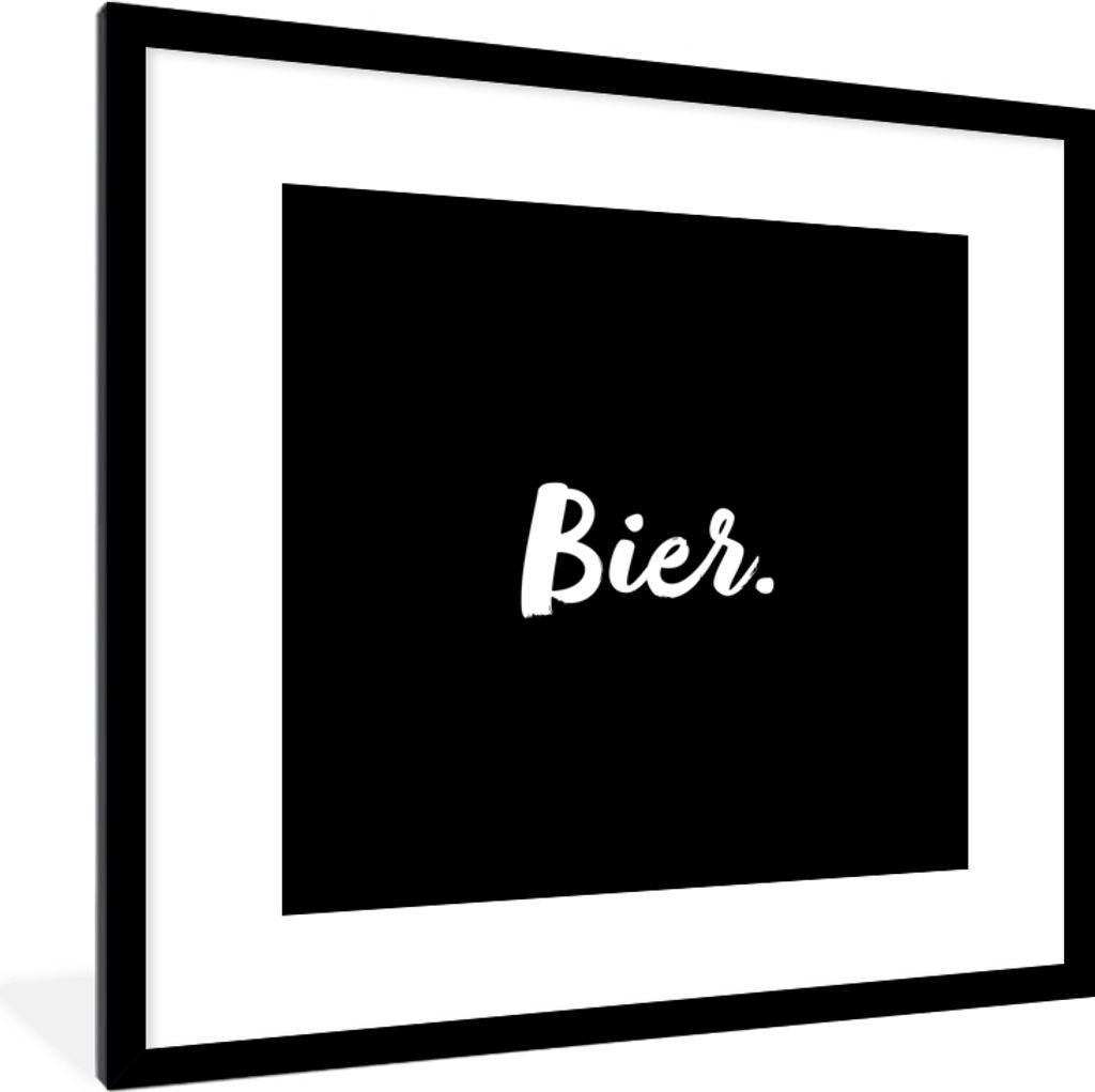 MuchoWow Gerahmtes Poster Zitate - Bier - Alkohol - Getränk - Text 40x40 cm - Poster mit Schwarzem Bilderrahmen Wandposter Rahmen Foto Bilder - ...