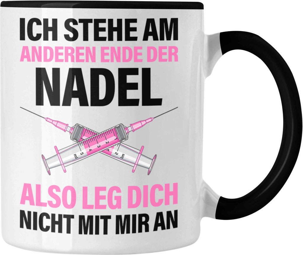 Trendation - Krankenschwester Tasse Geschenk Propofol Spritze Geschenk Krankenschwestern Kaffeetasse Ärtzin Arzthelferin (Schwarz)
