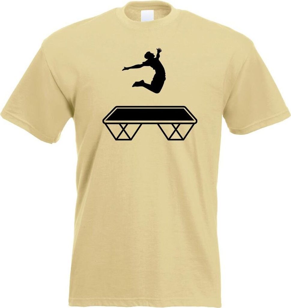 Kiwistar - T-Shirt - Khaki - Trampolin Springen Figur Motiv Bedruckt Funshirt Design Print - mit Motiv Bedruckt - Funshirt Design - Sport - Freizei...