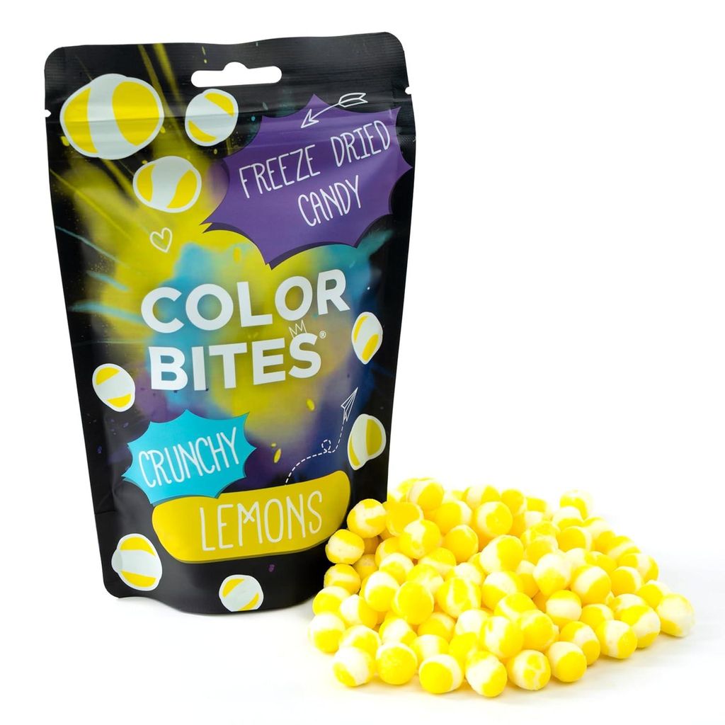 Color Bites Crunchy Lemons | Gefriergetrocknete Süßigkeit Zitrone, 100g
