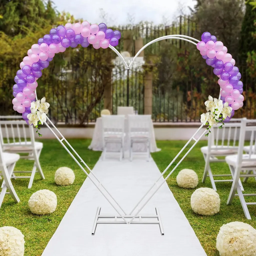 Arche de mariage en forme de cœur blanc 2,1m support ballon en acier - 7