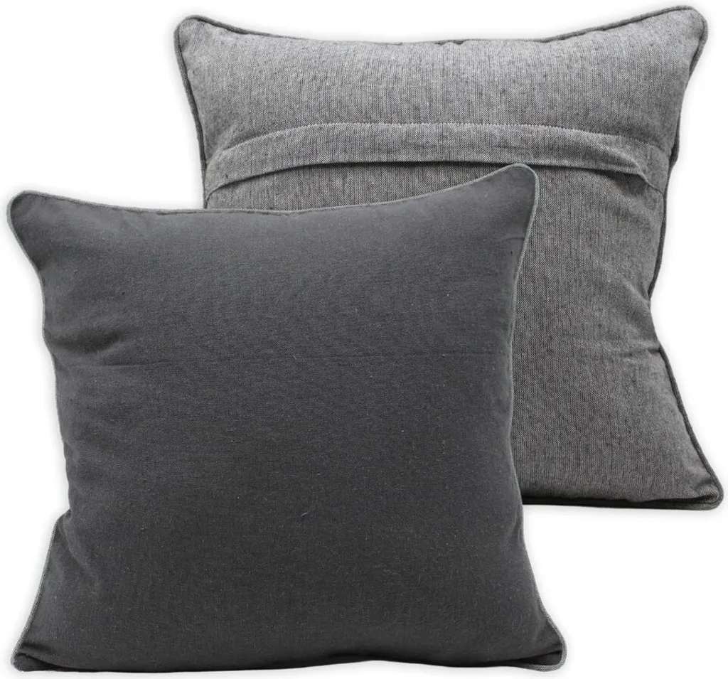 Housse de coussin grise pour canapé et lit, textile coton recyclé doux