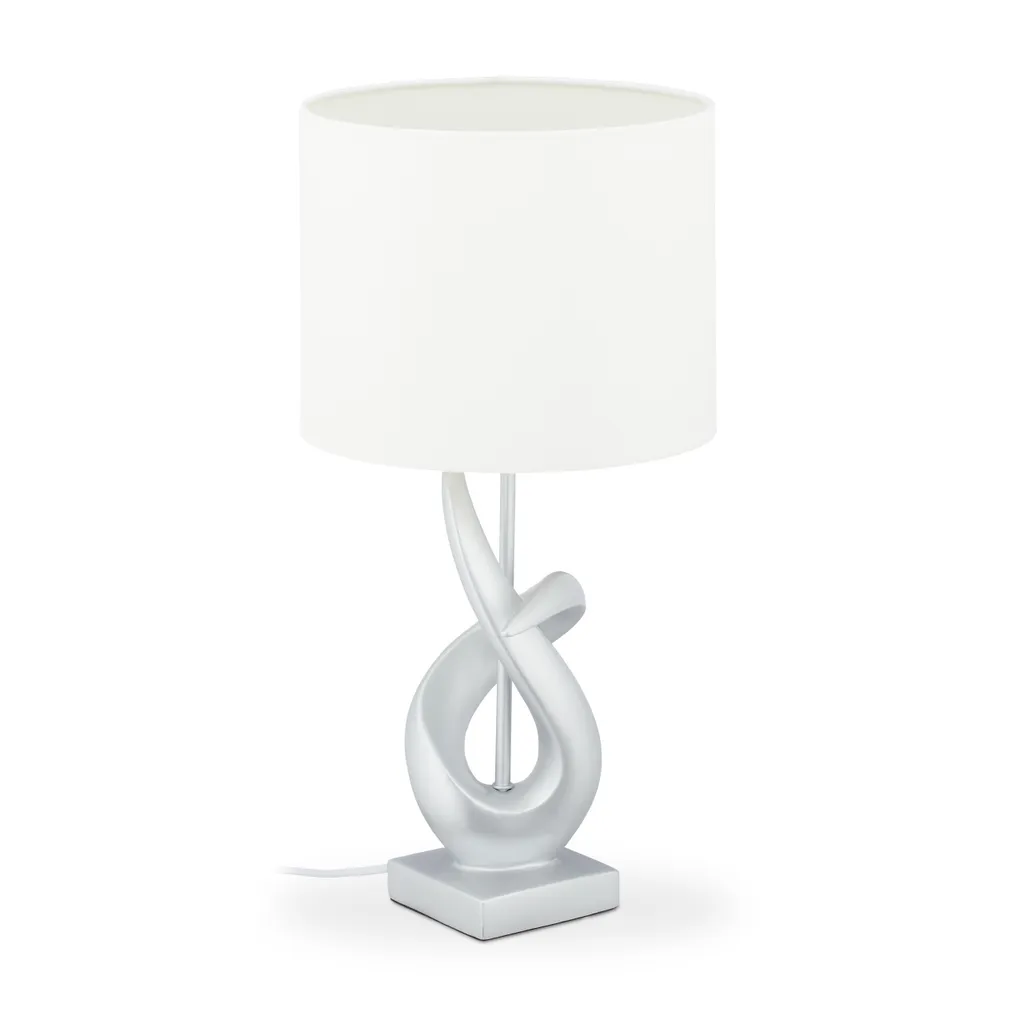 Lampe de bureau argentée flexible avec socle stable et finition chromée