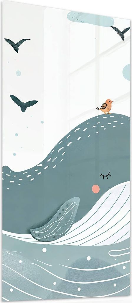 Glasbild 55x110cm in XXL für Wohnzimmer, Schlafzimmer Motiv Schlafender Wal