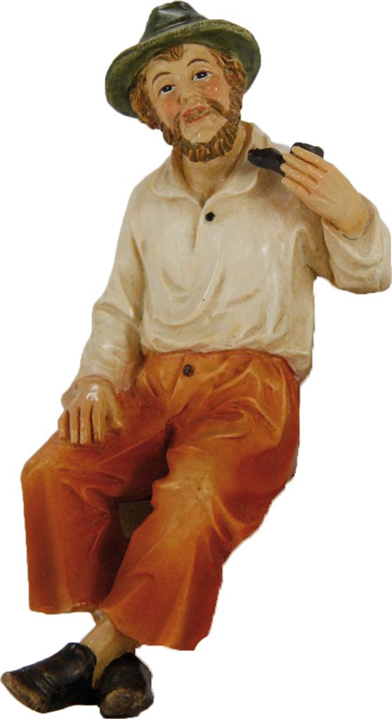 FADEDA Großvater sitzend, mit Pfeife / Höhe:9 cm / handbemalt / detailgetreue Krippen Figuren - Weihnachten Tisch Dekoration Krippe Zubehör