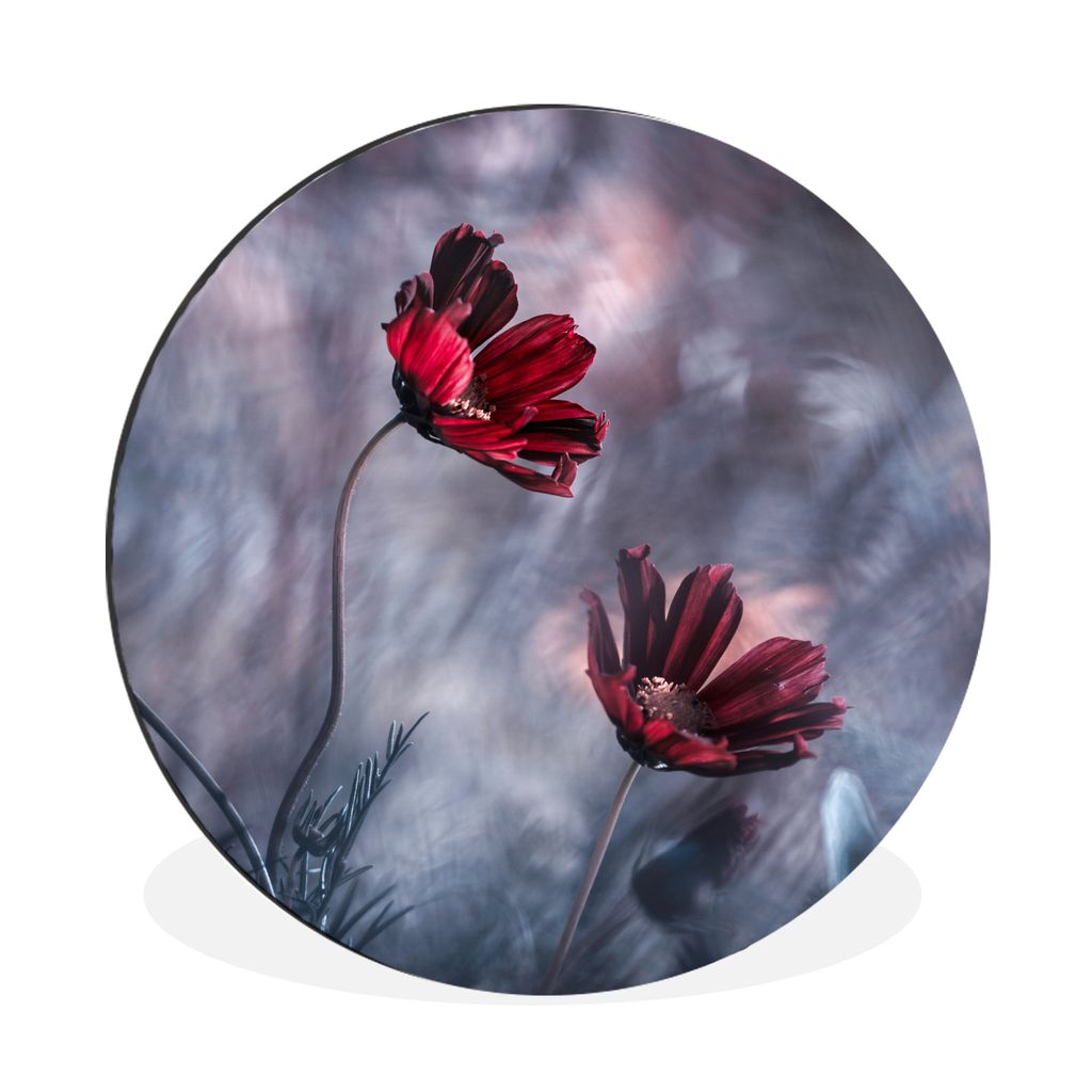 MuchoWow Aluminium Wandkreis Blumen - Rot - Pflanzen - Natur Ø 90 cm Wanddeko Modern Wohnzimmer - Mauerkreis - Wandbilder - Runde Bild - Bild au...