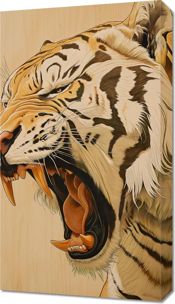 Quadro Tigre Maestosa 40x70 cm - Tela Canvas Alta Qualità Artistica