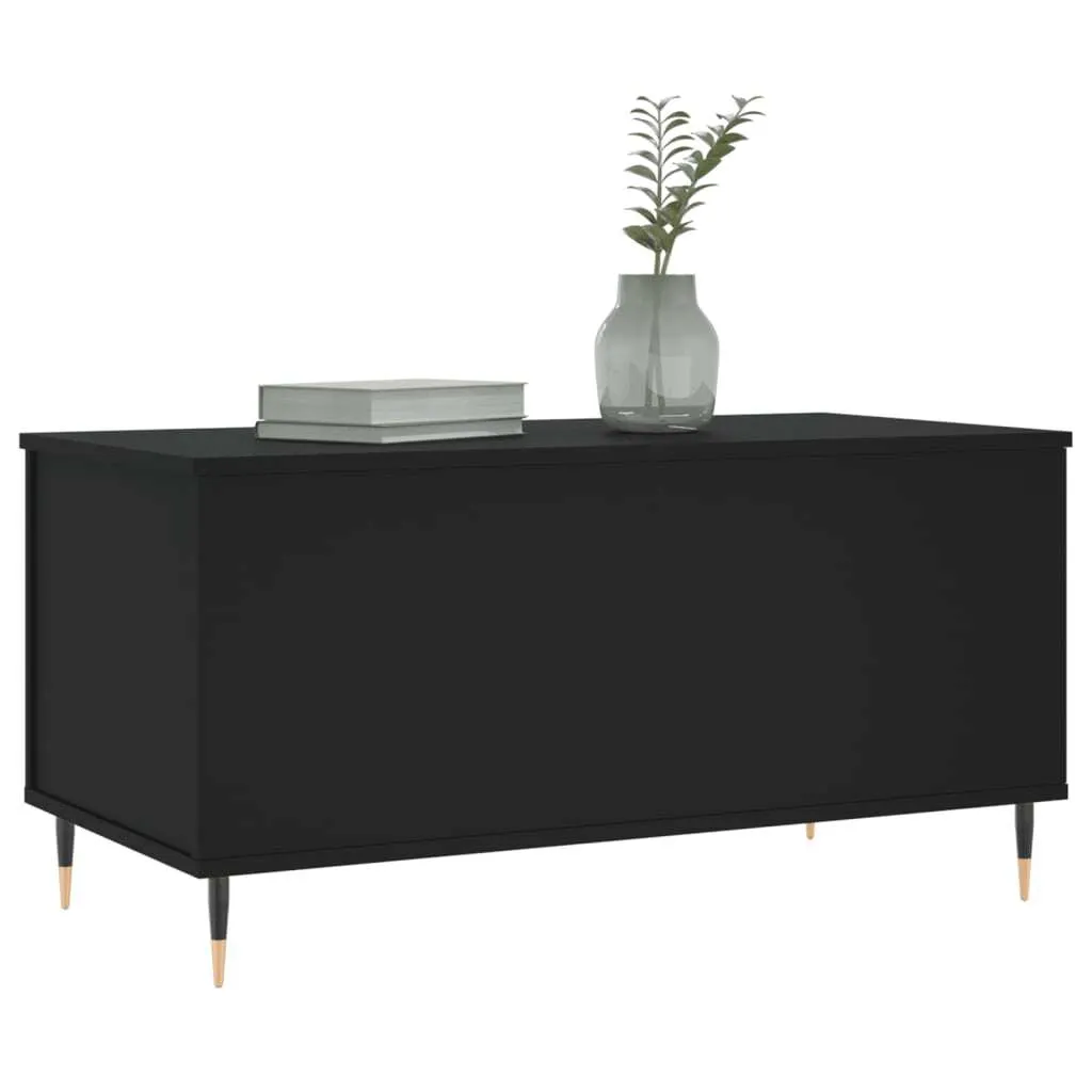 Tavolino Basso Nero 90cm - Coffee Table Moderno con Vano Interno - 4