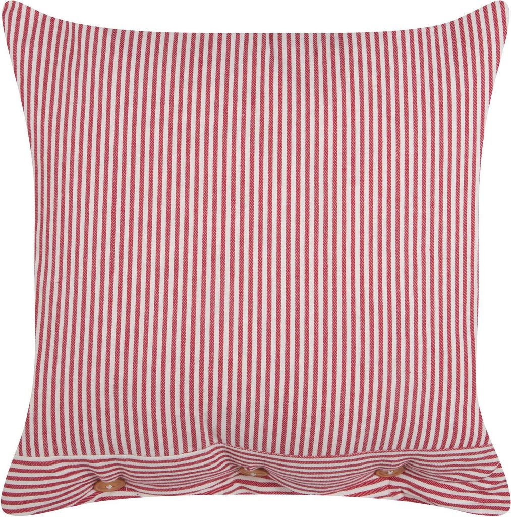 BELIANI Dekokissen Rot und Weiß Baumwolle 45 x 45 cm Bezug mit Füllung Knöpfe Streifenmuster Retro-Design Wohnzimmer Schlafzimmer Sofakissen