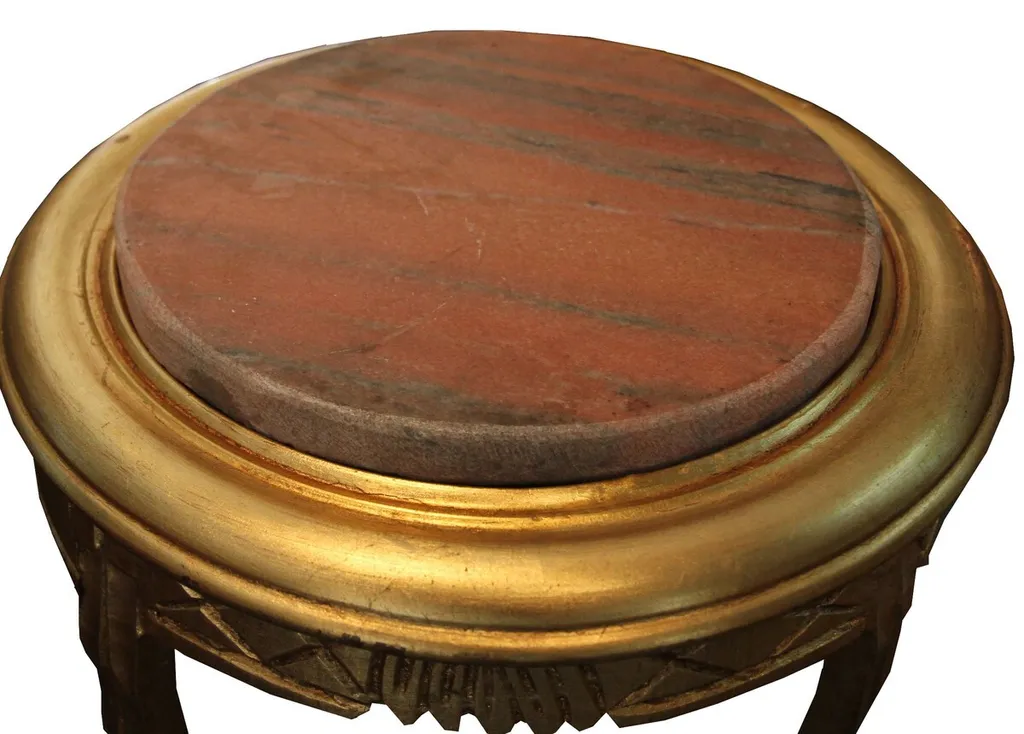 Guéridon baroque doré rond en bois massif style Louis XV - 40x68 cm