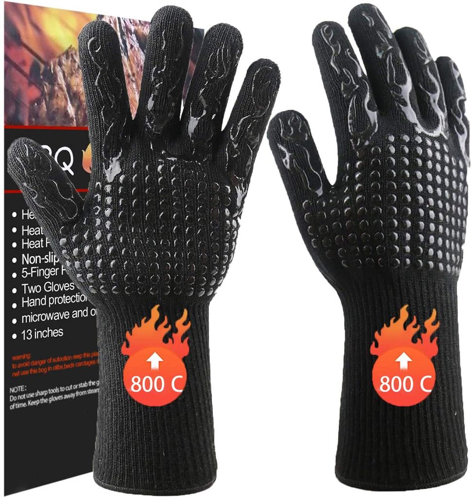 BBQ Grillhandschuhe 800° Hitzebeständig Ofenhandschuhe Backhandschuhe Handschuhe 