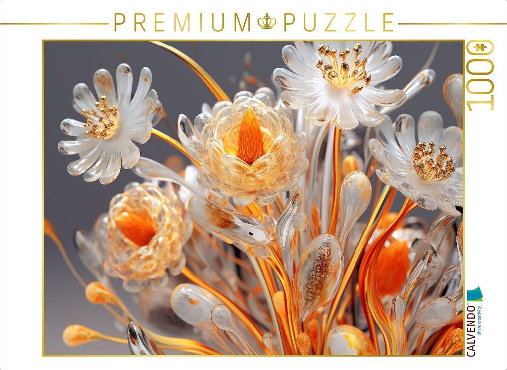 Calvendo Elegantes Blütengesteck wie aus Glas in orange und gold - Foto-Puzzle', 1000 Teile, 1000 Stück(e), Kunst
