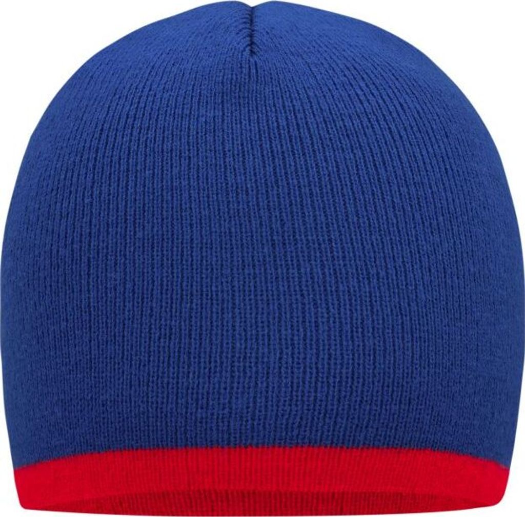Enganliegende Strickmütze ohne Umschlag royal/red, Gr. one size
