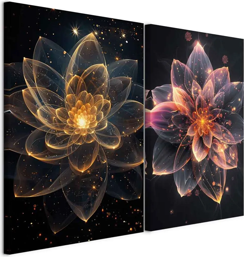 Murando Set Arte Murale XL Fior di Loto 2 Pezzi 40x60cm Quadro Zen Design