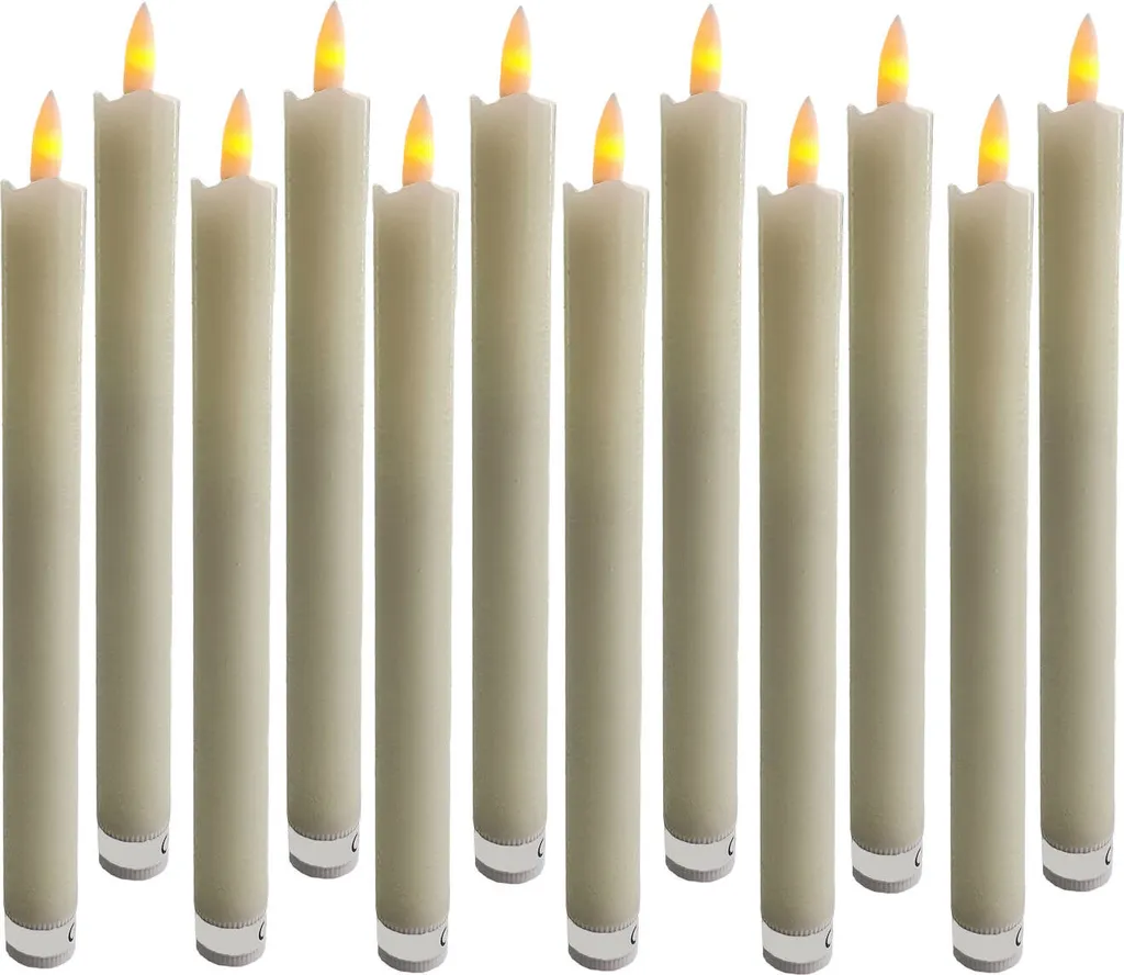 Bougies LED 25 cm sans Coulure ni Risque - Lot de 12 Chandelles Réutilisables