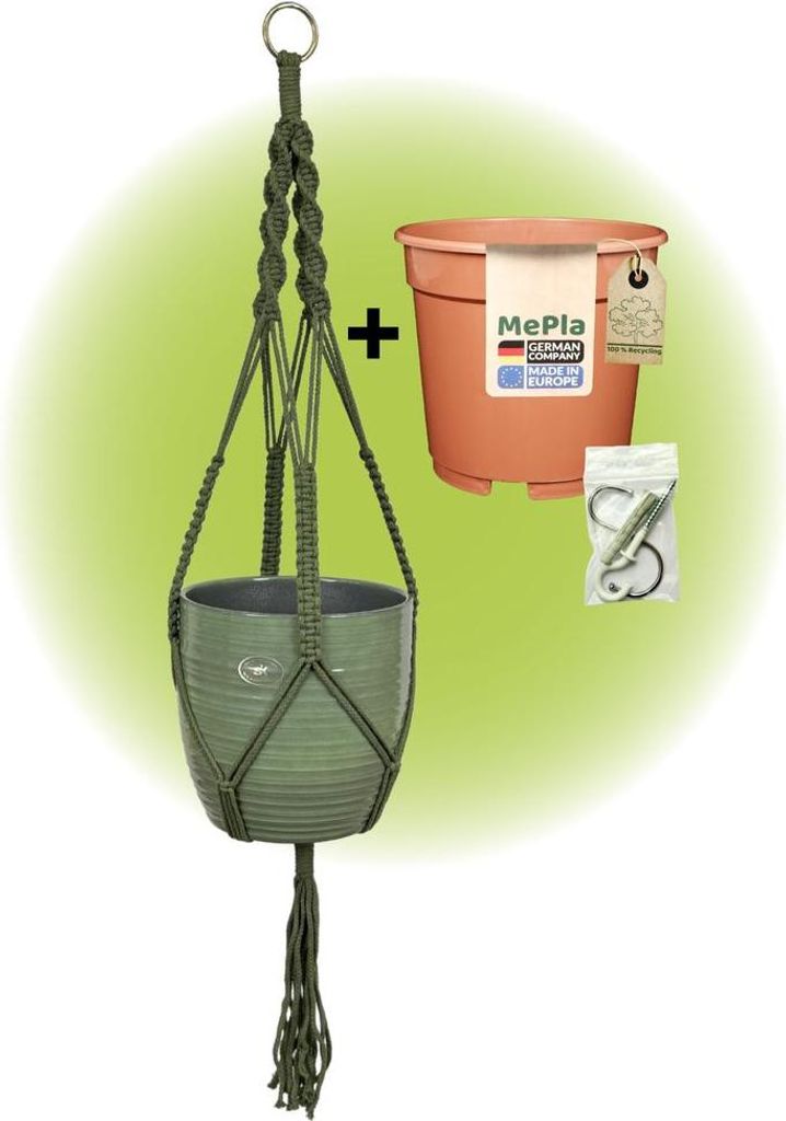 MePla - Set - Ampel Makramee Naturgrün - Bergamo ø19 Produktbild 