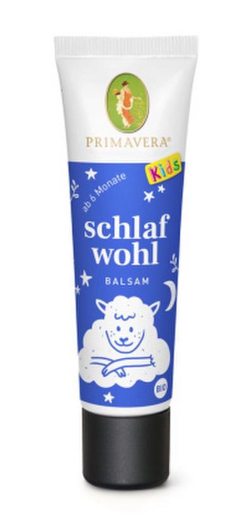 PRIMAVERA Schlafwohl Baby & Kinder Balsam Bio 30ml with Lavender, Ho-Leaf and Benzoin Siam Essential Oils - Aromatherapy for Babies 6 Months and Up