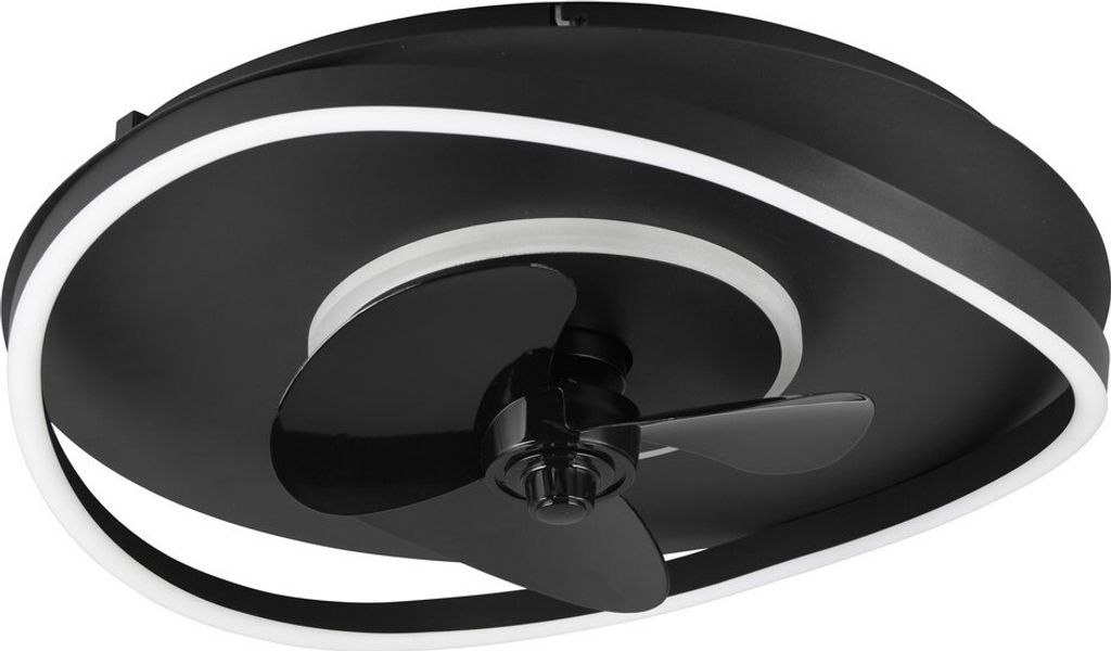 Ventilateur de plafond avec lampe LED et télécommande, noir Image du produit 