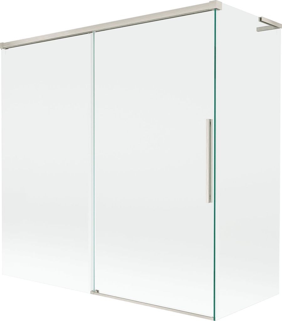 Mexen Rox L Badewannenfaltwand, 2-teilig, verschiebbar, 160 + 80 x 150 cm, transparent, gebürstetes Nickel - 8C9L-160-080-97-00