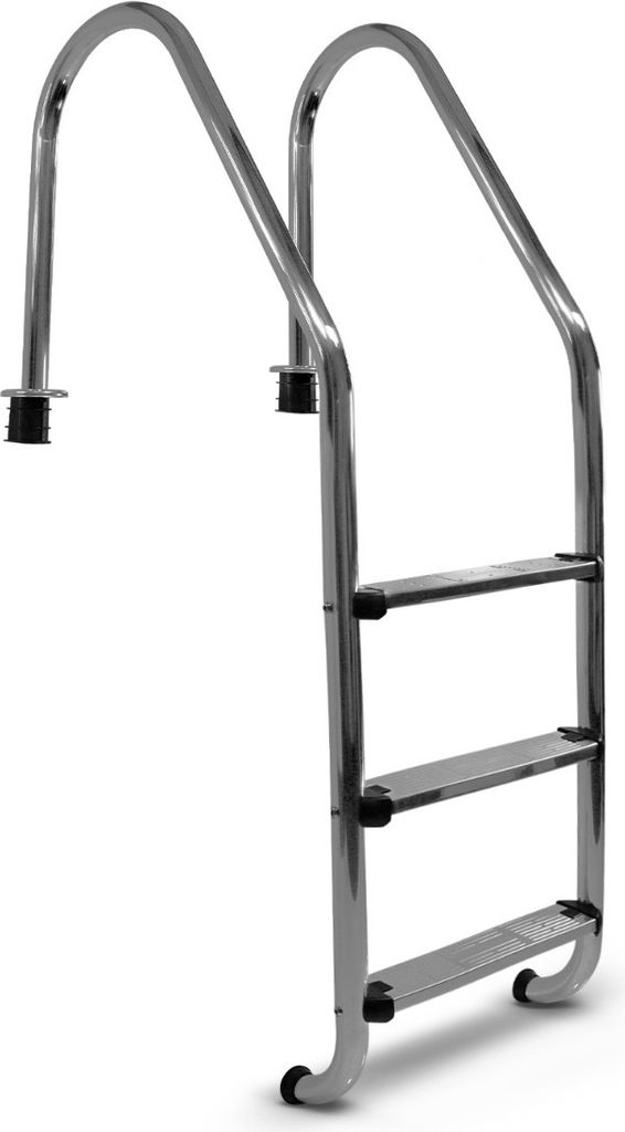 Pool Leiter Edelstahl Weitholm für 120 cm tiefe Becken Tiefbecken Einbauleiter 3 Stufen