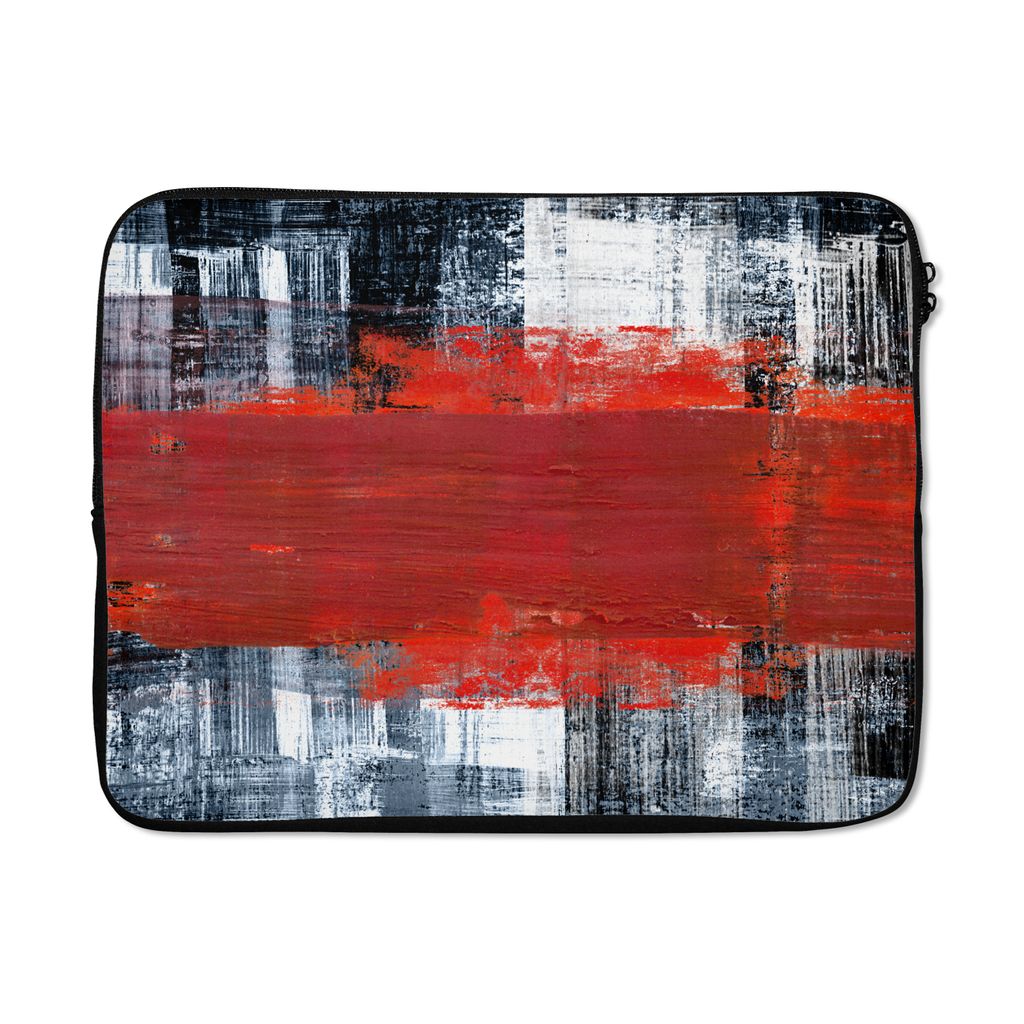 MuchoWow Laptop Hülle 17 Zoll Laptoptasche Gemälde - Abstrakt - Rot - Öl - Zipper - Schutzabdeckung