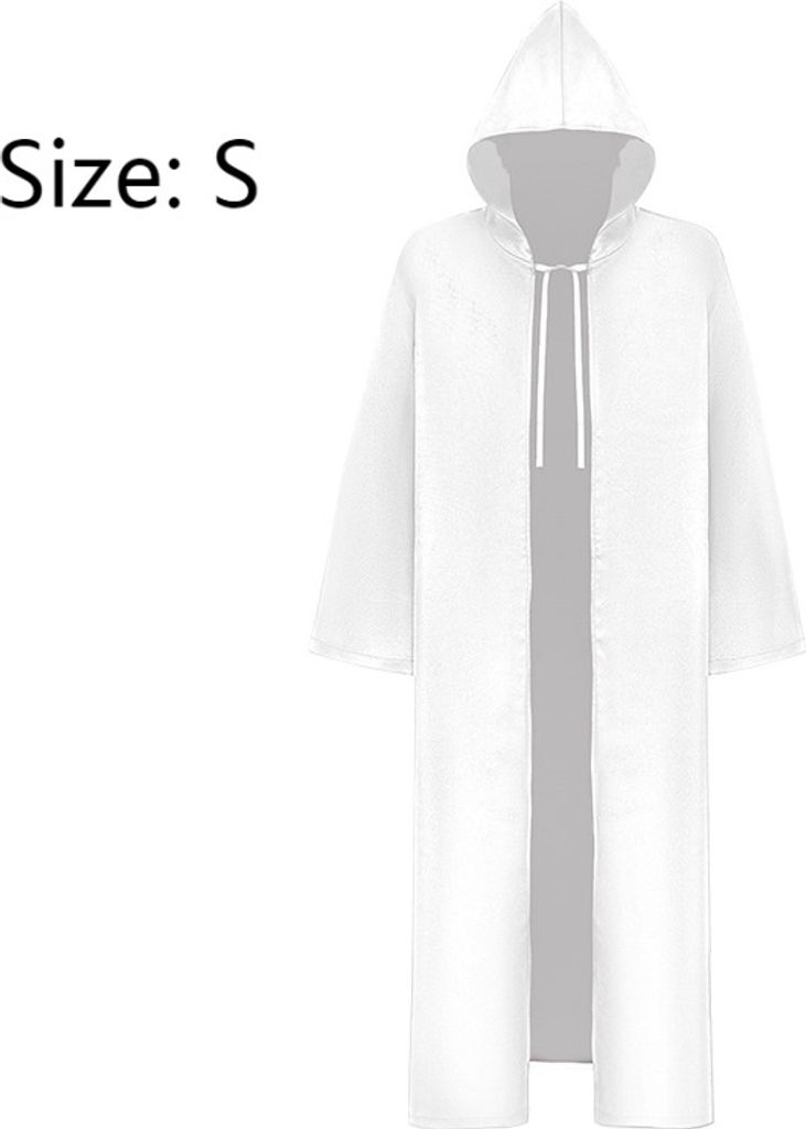 Party Halloween Gothic Cape Cod Kostüm mittelalterliche Kapuze Robe Stoff Halloween Kostüme für Männer und Frauen, Weiß, S