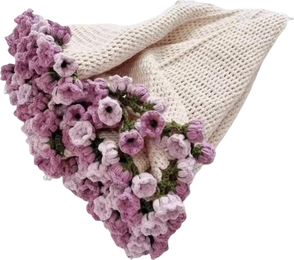Blumendecke, Häkelset, Rosenstraußdecke, DIY-Set, Häkelstrauß, Überwurfdecke, Bastelset als Muttertagsgeschenk, Heimsofa-Couch-Dekor