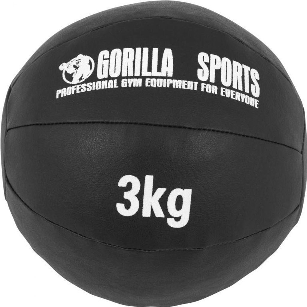 Gorilla Sports Kožený medicinbal, 3 kg, čierny Obrázok produktu 