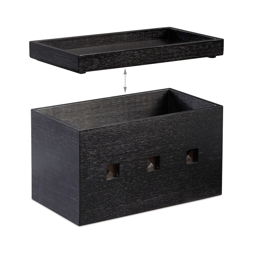 relaxdays Kabelbox Bambus schwarz Produktbild 6